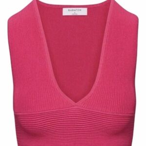 Aritzia Babaton Pink Ribbed V-Neck Tank